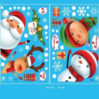 Stylish Christmas Snowman Snowflake Santa Claus Wall Sticker New Year Glass Window Decoration Mural Room Home Decor Electrostatic Decals