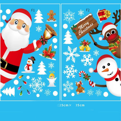 Stylish Christmas Snowman Snowflake Santa Claus Wall Sticker New Year Glass Window Decoration Mural Room Home Decor Electrostatic Decals