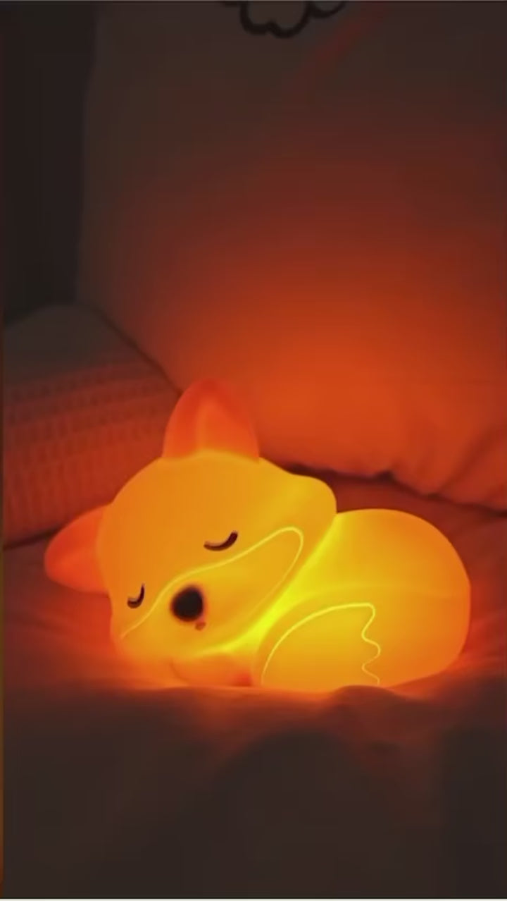 Fox Night Light, Squishy Silicone Lamp Novelty Gifts, Rechargeable Dimmable Timer Bedside Touch Nightlight for Breastfeeding
