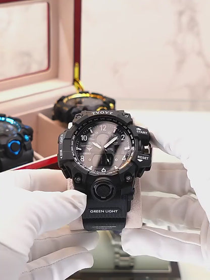 Fashion Men's Watch Sports Electronic Wristwatch Large dial Multifunctional Waterproof Luminous Alarm Kids Male's Military Watch