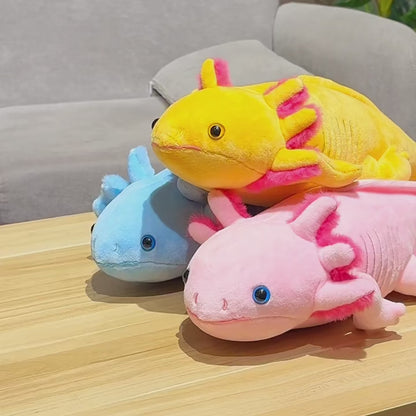 23-80cm Kawaii Colorful Newt Plush Toy Stuffed Cute Axolotl Salamander Fuzzy Plush Fish Appeasing Long Pillow Cushion Kids Gift