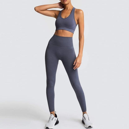 Seamless Gym Set Nylon Woman Sportswear 2 Pieces Exercise Leggings