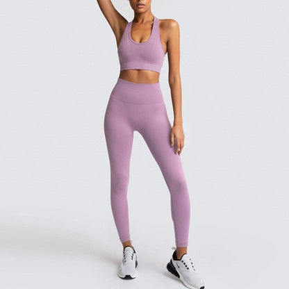 Seamless Gym Set Nylon Woman Sportswear 2 Pieces Exercise Leggings
