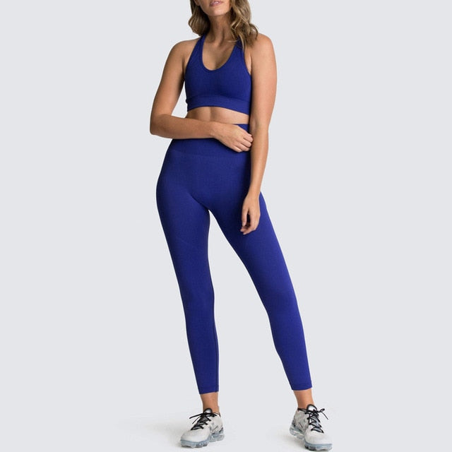 Seamless Gym Set Nylon Woman Sportswear 2 Pieces Exercise Leggings