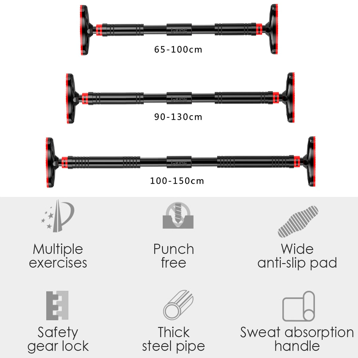 Door Horizontal Bars With Wide Anti-slip Pad