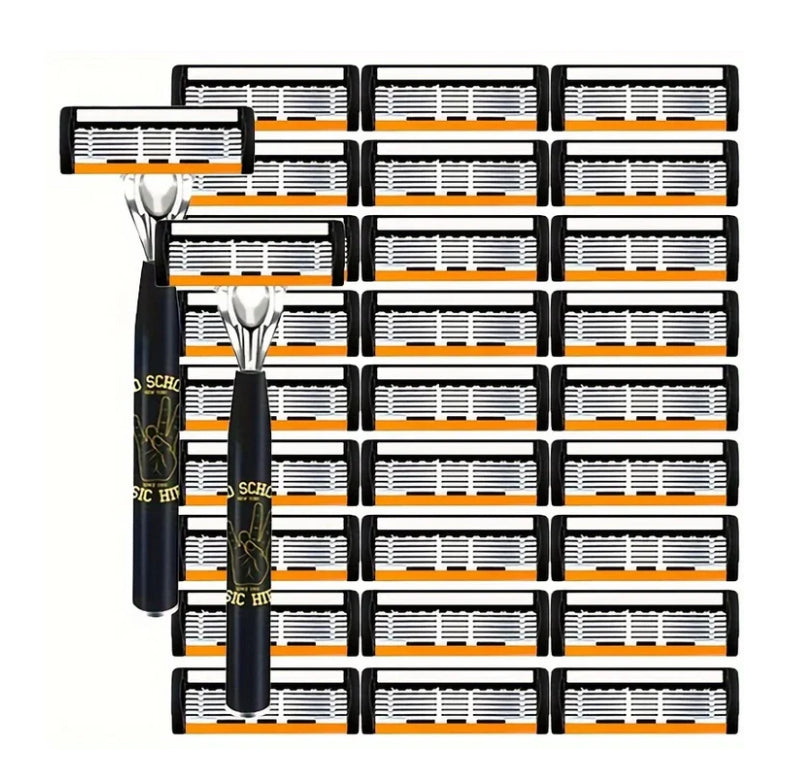 6-Layers Finger Type Safety Set High Quality Men Sharp Stainless Steel Shaving Changeable Shaver Head Blade ﻿